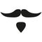 Black and white moustache beard silhouette set