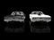 Black and white muscle cars on black background