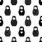 Black and white nested doll Matrioshka illustration.