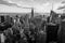 Black and White New York City Manhattan skyline at sunset, view from Top of the Rock, Rockfeller Center, United States