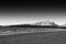 Black and white Norway seashore mountain landscape background