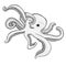 Black and white octopus with a smile child. vector illustration