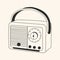 Black and white Old School radio cassette tape player icon