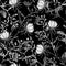 Black and white oriental Seamless pattern of soft and graceful b