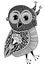 Black and white original ethnic owl ink drawing