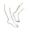 Black and white outline of female legs. line art. sketch vector isolated.