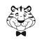 Black and white outline winking tiger face