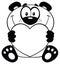 Black And White Panda Bear Cartoon Mascot Character Holding A Valentine Love Heart
