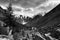 Black and white panoramic view of savlo valley