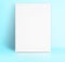 Black White paper poster lean at pastel blue color studio room,Template mock up for adding your text