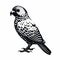Black And White Parrot Illustration: Stenciled Iconography With Grit And Grain