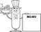 Black And White Patriotic Sausage Cartoon Character Holding A Beer And Weenie Next To BBQ.