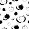 Black and white pattern with apple. Vector seamless pattern with Apple slice.
