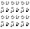 black and white pattern of cats , sketch on white background.