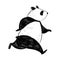 Black and white pencil illustration. Hand drawn running panda