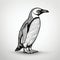 Black And White Penguin Drawing With Contoured Shading