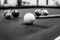 Black and white photo of a billiard ball