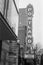 Black and White Photo of the Lighted Portland Sign