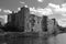 Black and white photo of Newark Castle ruins in England