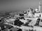 Black and white photo of the panoramic view of Mardin city buildings in Turkey