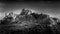 Black and White Photo of Sunset over Eagle Crags West mountain just south of Zion National Park