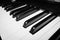 Black and white piano keys - close up in black and white