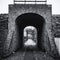 Black and white picture of the access bridge to Bourtange, a Dutch fortified village in the province of Groningen