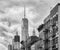 Black and white picture of Manhattan architecture.