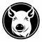 Black And White Pig Icon In Circle: High Quality Photo For Steampunk And Soviet Inspired Designs