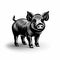 Black And White Pig Illustration With Clean And Sharp Inking