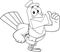 Black And White Pigeon Bird Cartoon Character Delivering Letter And Giving Thumbs Up