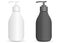 Black and White Plastic pump bottles set isolated on background. Package with pump dispenser for cream, liquid soup, foam, shampoo