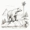 Black And White Polar Bear Drawing In Mountain Wilderness