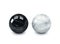 Black and white polished stone spheres, meditation balls isolated on white. Clipping path included