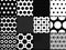 Black and white polkadot seamless patterns set collection