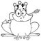 Black And White Princess Frog Cartoon Mascot Character With Crown And Arrow