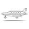 Black and white propeller aircraft landing vector drawing