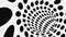Black and white psychedelic optical illusion. Abstract hypnotic animated background. Polka dot geometric monochrome wallpaper