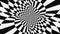 Black and white psychedelic optical illusion. Hypnotic animated background.