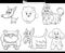 black and white purebred cartoon dogs comic characters set