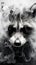 Black and white Raccoon surrounded Smoke. Generative AI.