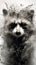 Black and white Raccoon surrounded Smoke. Generative AI.