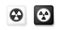 Black and white Radioactive icon isolated on white background. Radioactive toxic symbol. Radiation Hazard sign. Square