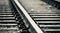 Black and white rail tracks isolated unique photo