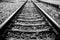 Black and white railroad tracks