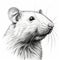 Black And White Rat Portrait Drawing: Digital Illustration With Clean And Sharp Inking