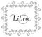 Black and white rectangular zodiac label for the sign of Libra. Sacred rectangular frame from hand-drawn vintage zodiacal symbols