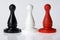 Black, white and red game pieces