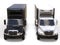 Black and white refrigerator trucks - side by side - top down front view