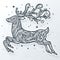 Black and white Reindeer Art with christmas theme tattoo style